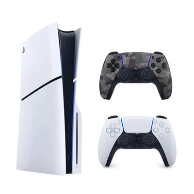 PlayStation 5 Slim Disc with Extra Dualsense Grey Camouflage Controller - UAE Version