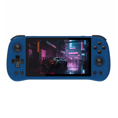 X55 Handheld Game Console 5.5 inch Portable Retro Video Hand-Held Games Consoles Rechargeable RK3566 Hand Held Classic Play System 16GB+128GB (Blue)