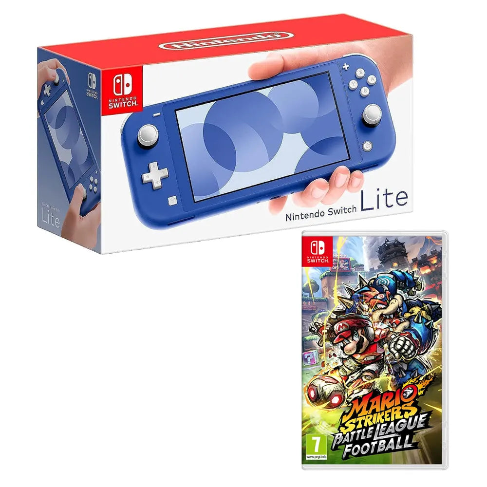 Nintendo Switch Lite - Blue with Mario Strikers: Battle League