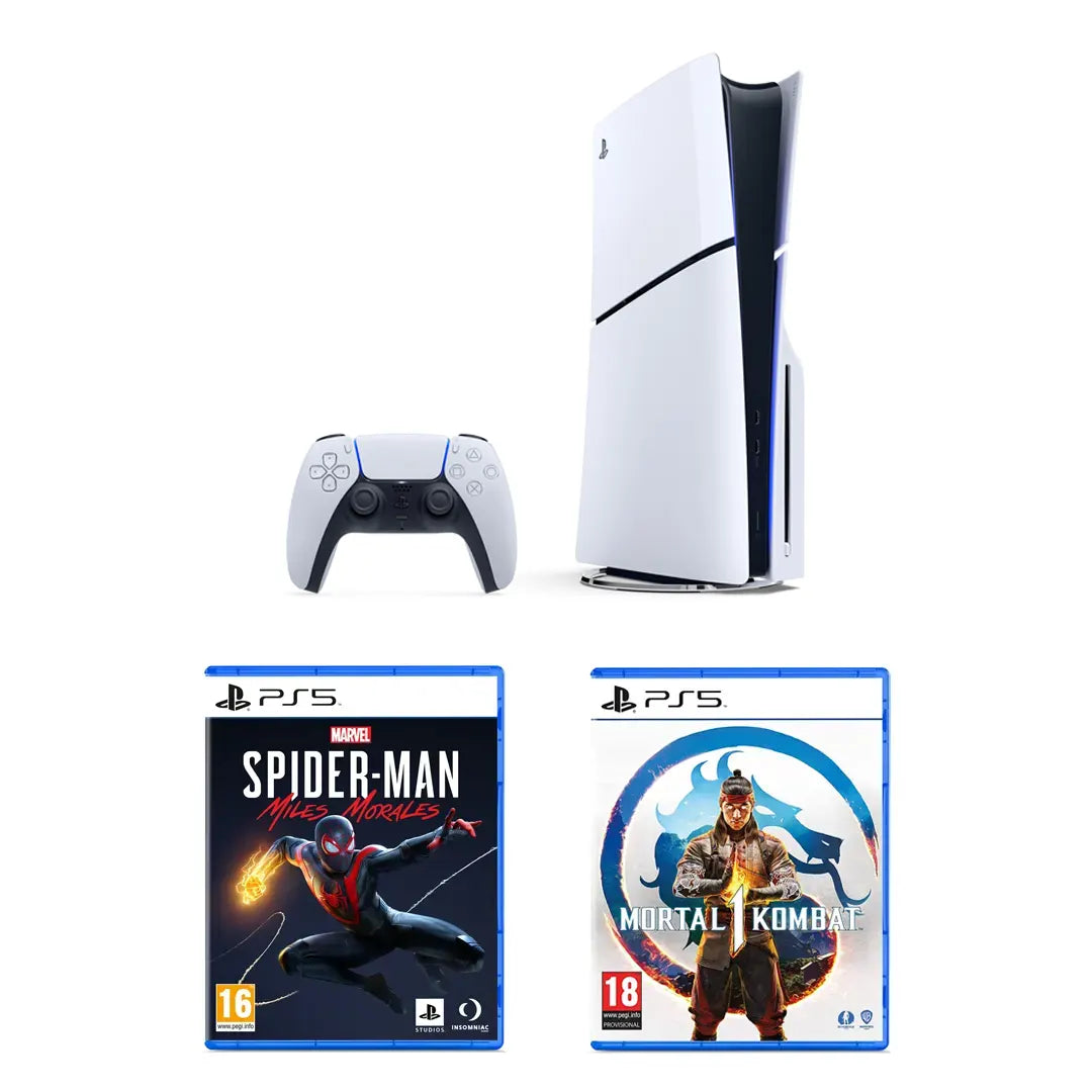 Playstation 5 Console Slim Disc Version + Marvel's Spider-Man: Miles Morales + Mortal Kombat 1